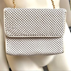 Whiting & Davis Cream Mesh Shoulder Bag
